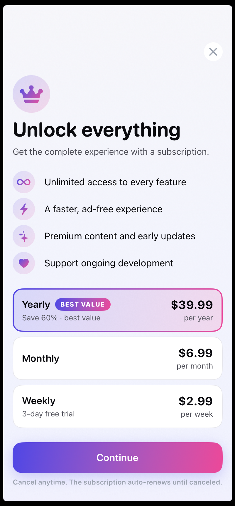 Savings Goal — paywall / subscription